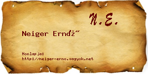Neiger Ernő névjegykártya